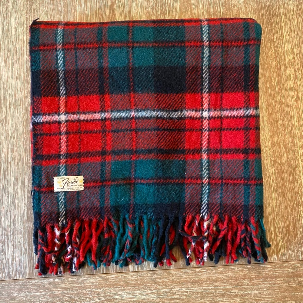 Vintage Faribo Faribault Plaid Wool Throw Blanket